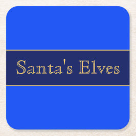 SANTA'S ELVES Festival Bright Alpine Blaue Streife Rechteckiger Pappuntersetzer