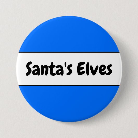 SANTA'S ELVES Festivals Bright Blue White Stripes Button (Vorderseite)