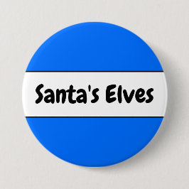 SANTA'S ELVES Festivals Bright Blue White Stripes Button