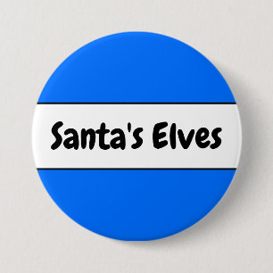SANTA'S ELVES Festivals Bright Blue White Stripes Button