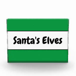 SANTA'S ELVES Niedliche, hellgrüne Streifen Fotoblock