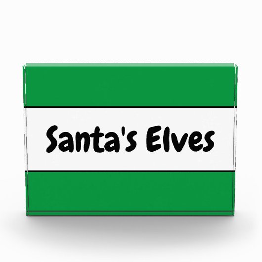SANTA'S ELVES Niedliche, hellgrüne Streifen Fotoblock (Vorderseite)