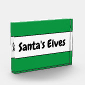 SANTA'S ELVES Niedliche, hellgrüne Streifen Fotoblock (Links)
