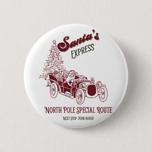 Santa's Express Vintage Weihnachten Button (Vorderseite)