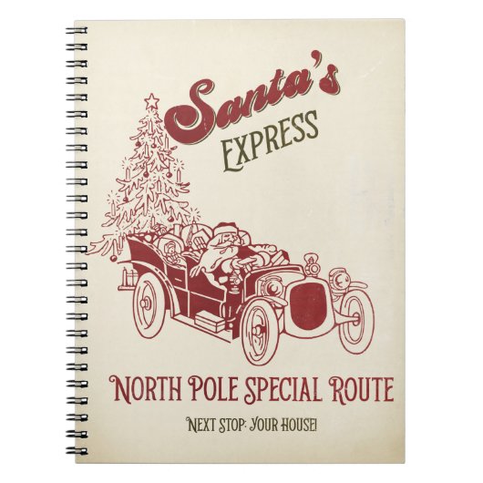Santa's Express Vintage Weihnachten Notizblock (Vorderseite)