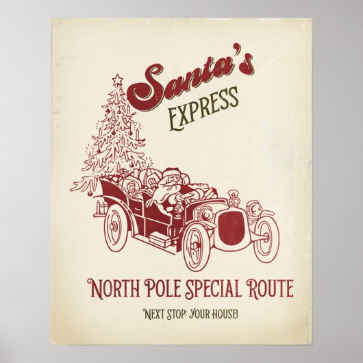 Santa's Express Vintage Weihnachten Poster (Vorne)