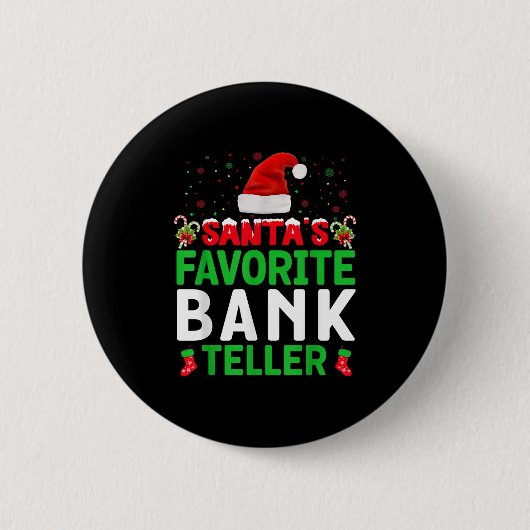 Santa's Favorite Bank Teller Christmas Matching Co Button (Vorderseite)