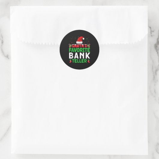 Santa's Favorite Bank Teller Christmas Matching Co Runder Aufkleber (Tasche)