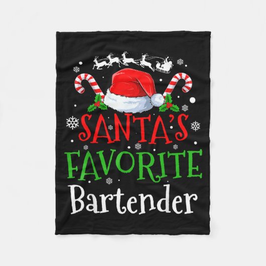 Santa's Favorite Bartender Christmas Party  Fleecedecke (Vorderseite)