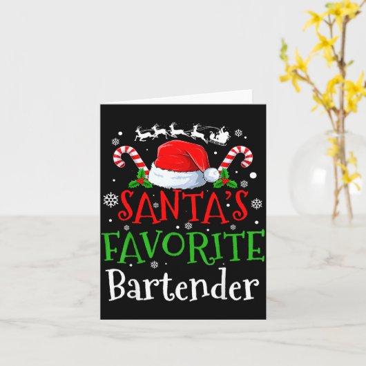 Santa's Favorite Bartender Christmas Party Karte (Gelbe Blume)