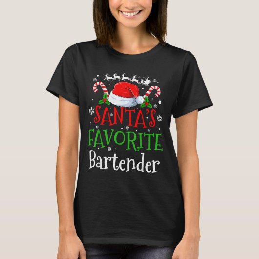 Santa's Favorite Bartender Christmas Party  T-Shirt (Vorderseite)