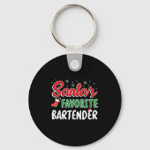 Santa's Favorite Bartender T Shirt Cute Xmas Party Schlüsselanhänger (Vorderseite)