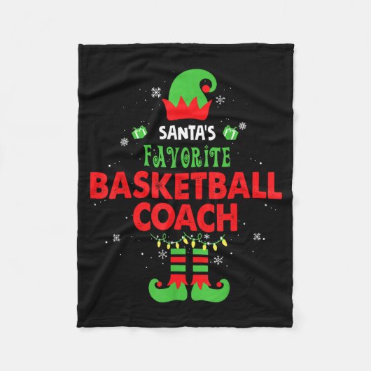 Santa's Favorite Basketball Coach Funny Elf Family Fleecedecke (Vorderseite)