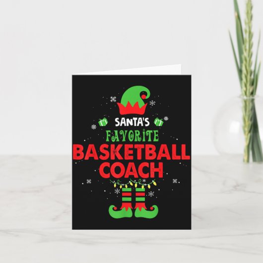 Santa's Favorite Basketball Coach Funny Elf Family Karte (Vorderseite)