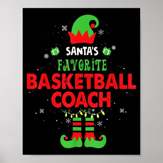 Santa's Favorite Basketball Coach Funny Elf Family Poster (Vorne)