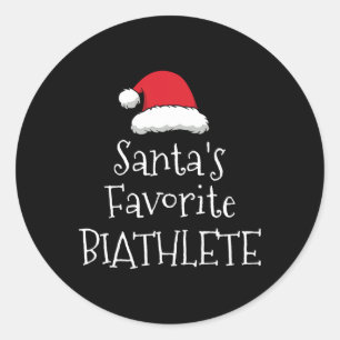Santas Favorite Biathlete - Christmas Funny Biathl Runder Aufkleber