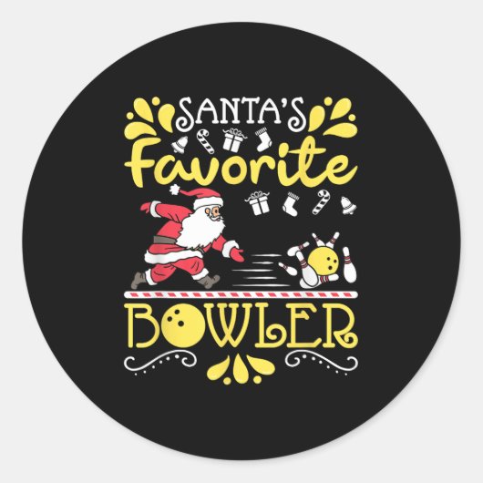 Santa's Favorite Bowler Santa Claus Bowling Christ Runder Aufkleber (Vorderseite)