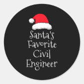 Santas Favorite Civil Engineer - Christmas Funny G Runder Aufkleber (Vorderseite)