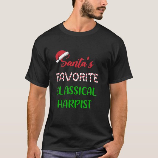 Santas Favorite Classical Harpist C T-Shirt (Vorderseite)