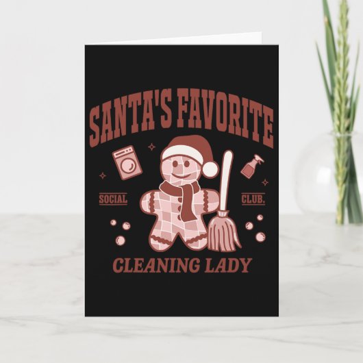 Santa's Favorite Cleaning Lady Christmas Retro Hou Karte (Vorderseite)