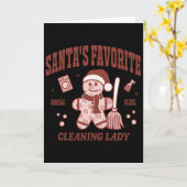 Santa's Favorite Cleaning Lady Christmas Retro Hou Karte (Gelbe Blume)