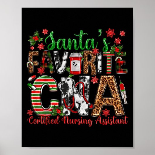 Santa's Favorite Cna Certified Nursing Istant Chri Poster (Vorne)