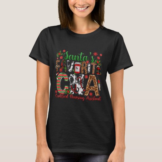 Santa's Favorite Cna Certified Nursing Istant Chri T-Shirt (Vorderseite)