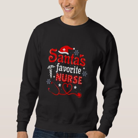 Santa's Favorite CNA Nurse  Santa Hat Candy cane X Sweatshirt (Vorderseite)