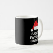 Santa's Favorite Cowboy Christmas Hat Funny Xmas Kaffeetasse (VorderseiteRechts)