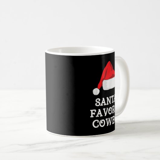 Santa's Favorite Cowboy Christmas Hat Funny Xmas Kaffeetasse (VorderseiteRechts)