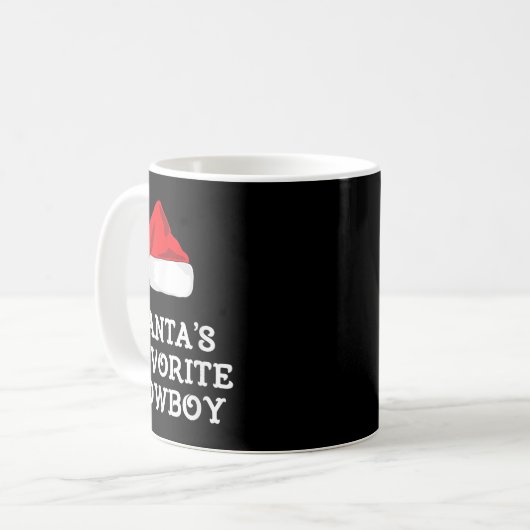 Santa's Favorite Cowboy Christmas Hat Funny Xmas Kaffeetasse (Vorderseite Links)