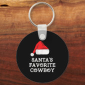 Santa's Favorite Cowboy Christmas Hat Funny Xmas  Schlüsselanhänger (Vorderseite)