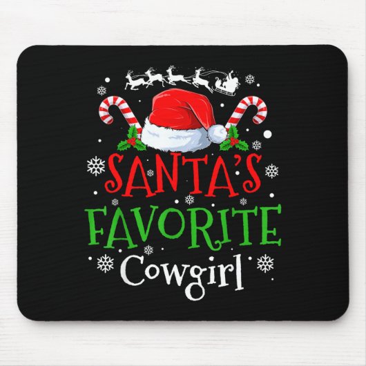 Santa's Favorite Cowgirl Christmas Party Mousepad (Vorne)