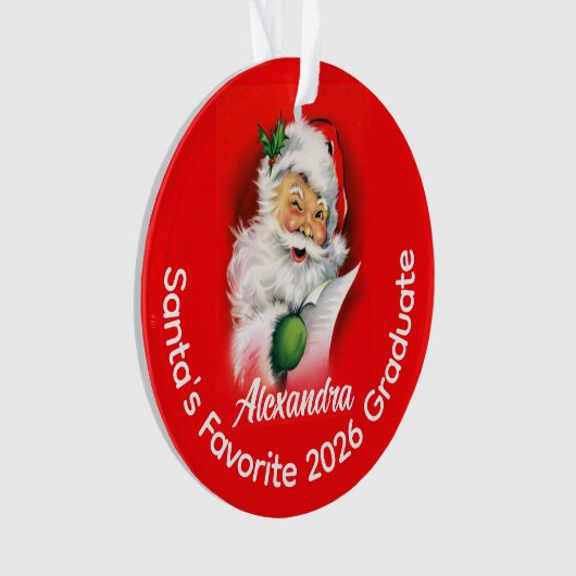 Santa's Favorite Custom Class of 2026 Graduate Ornament (Vorderseite)
