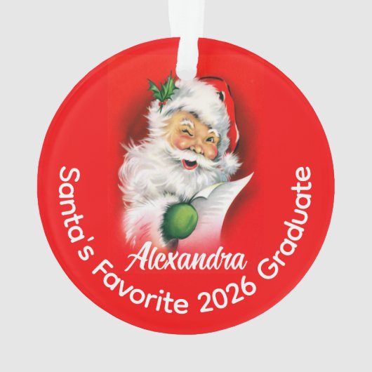 Santa's Favorite Custom Class of 2026 Graduate Ornament (Rückseite)