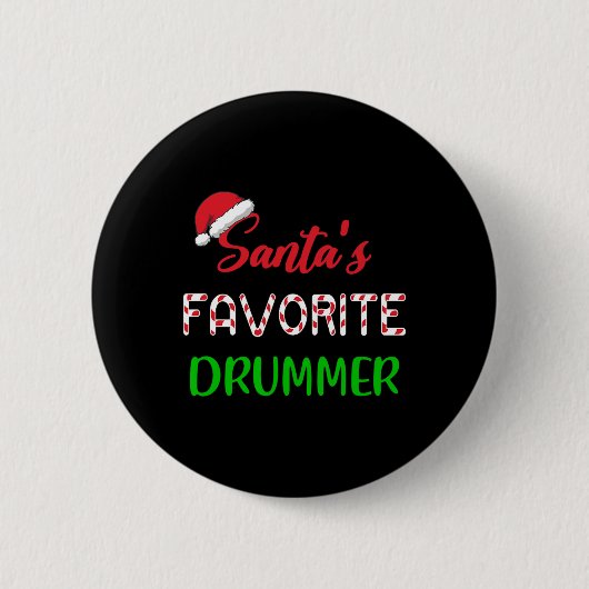 Santas Favorite Drummer Gift Fun Drum Christmas Pa Button (Vorderseite)