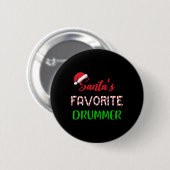 Santas Favorite Drummer Gift Fun Drum Christmas Pa Button (Vorne & Hinten)