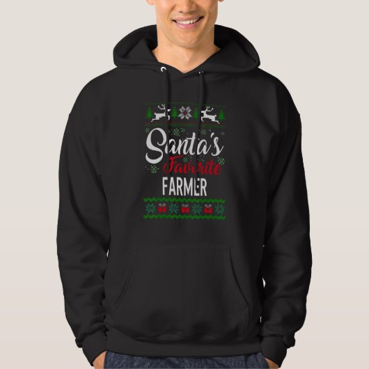 Santa's Favorite Farmer Christmas Ugly Sweater fam Hoodie (Vorderseite)