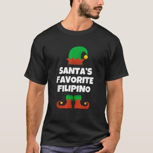 Santas Favorite Filipino Hat Christmas Funny Pj Ph T-Shirt (Vorderseite)