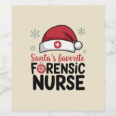 Santas Favorite Forensic Nurse Weihnachten Weinetikett (Einzelnes Label)