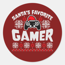 Santa's Favorite Gamer Controller Christmas Gaming Runder Aufkleber