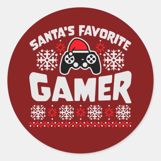 Santa's Favorite Gamer Controller Christmas Gaming Runder Aufkleber (Vorderseite)