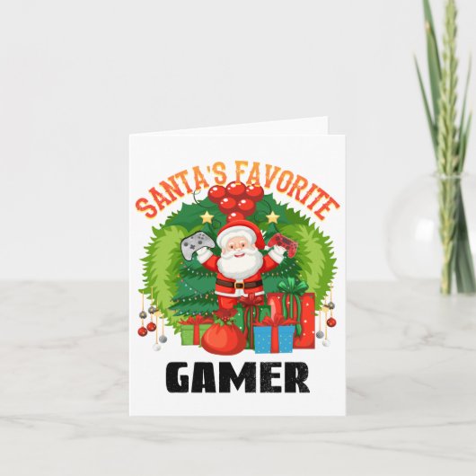Santas Favorite Gamer - Gaming zu Weihnachten Karte (Vorderseite)