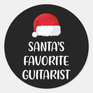 Santas Favorite Gitarrist Weihnachtslustigen Guita Runder Aufkleber
