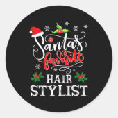 Santa's Favorite Hair Stylist Santa Hat Christmas Runder Aufkleber (Vorderseite)