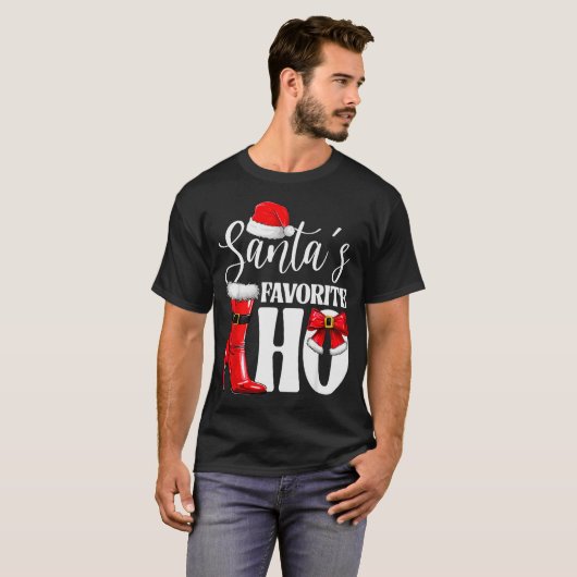Santa's Favorite Ho Christmas Lights Merry Christm T-Shirt (Vorne ganz)
