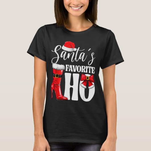 Santa's Favorite Ho Christmas Lights Merry Christm T-Shirt (Vorderseite)