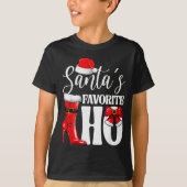 Santa's Favorite Ho Christmas Lights Merry Christm T-Shirt (Vorderseite)