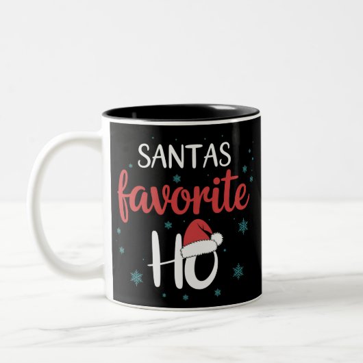 Santa's Favorite Ho Christmas Matching Holiday  Zweifarbige Tasse (Links)