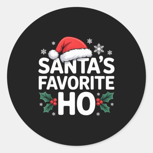 Santa's Favorite Ho Tee Funny Christmas Graphic Runder Aufkleber (Vorderseite)